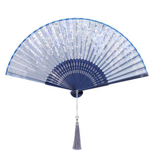 【恭王府博物馆】紫始至终紫藤花文创6.3寸折扇复古古风折叠扇