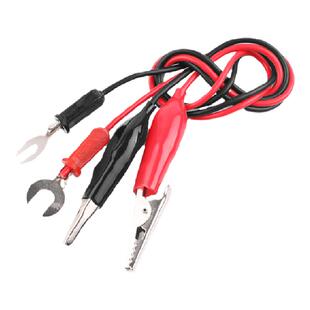 红黑带线大号鳄鱼夹 夹子+U型鱼叉 连接线 长50CM 红黑一对 B21