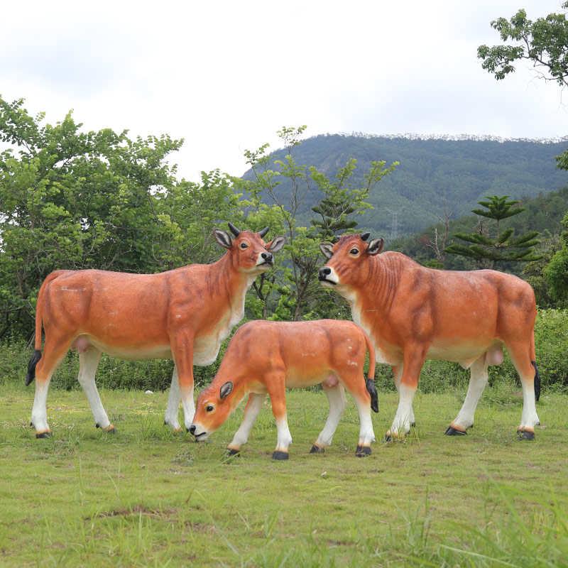 户外仿真大黄牛雕塑公园牛肉店农场奶牛水牛模型景观动物小品摆件
