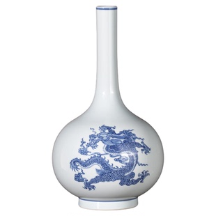 景德镇宁封窑手绘中式青花龙凤纹陶瓷花瓶仿古家居客厅装饰摆件