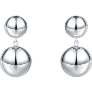 潮宏基至简S925银耳钉圆珠耳饰简约基础款时尚干练气质情人节女