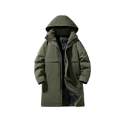 韦恩泽维尔连帽中长款棉服外套