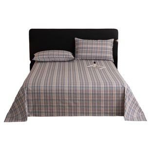 简约格子40支纯棉全棉床单2026新款学生宿舍四季通用床单单件床笠