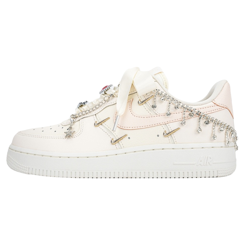 【定制球鞋】NikeAirForce1 空军一号钻石链条百搭耐磨增高女款