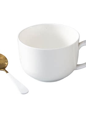 纯白骨瓷燕麦杯牛奶杯大容量