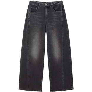 【商场同款】太平鸟2025年秋季新款闪粉宽松弯刀牛仔裤A1HAF3539