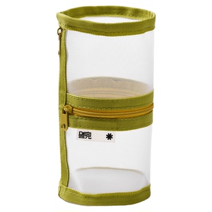 星兜网眼化妆刷收纳筒刷桶 透气粉扑收纳袋 便携网纱化妆包笔袋