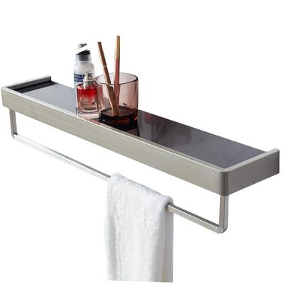 镜前单层玻璃洗漱台打孔置物架