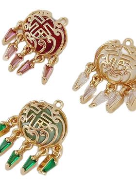 包金玉髓流苏吊坠项链耳饰DIY