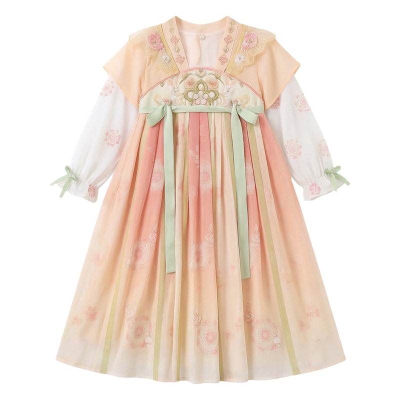 女童汉服秋季古风刺绣古装公主裙