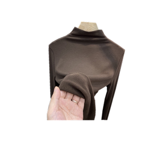 双面德绒半高领长袖打底衫女2026秋冬季新款洋气百搭长袖秋衣女T