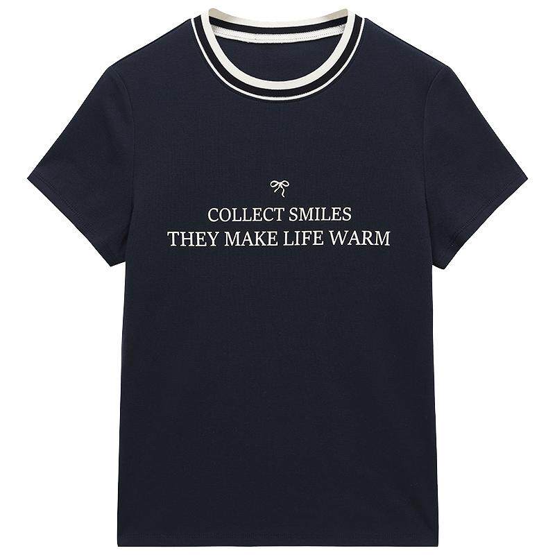 【新品】OCHIRLY欧时力 T恤女2026夏季印花刺绣显瘦正肩短袖上衣