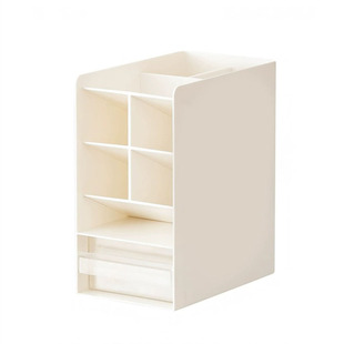 大容量斜插式笔筒收纳盒书架一体办公室学生桌面笔桶带抽屉高颜值美术生笔架创意儿童书桌收纳置物架装放画笔