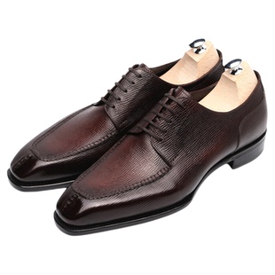 英伦风固特异手工雕花德比鞋沉船皮男鞋通勤系带琴底正装男鞋