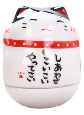 新品招财猫陶瓷不倒翁摆件迷你桌面摆件创意精美节日礼物送男女生
