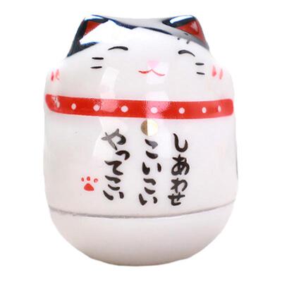 不倒翁陶瓷招财猫桌面摆件