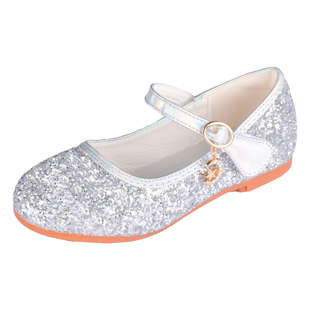 女童鞋子儿童公主鞋银色演出皮鞋春秋款小女孩舞台走秀晚礼服单鞋
