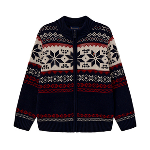 POLOWALK童装 男童针织衫开衫2025秋冬季新款儿童外套洋气打底衫