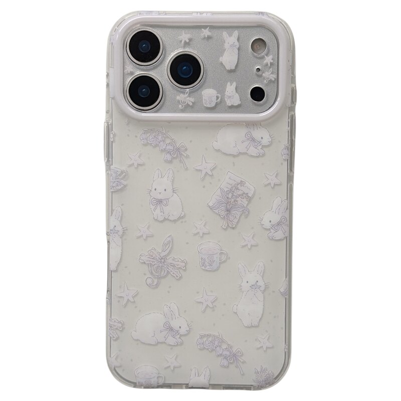 jze 少女心可爱紫色碎花小兔挂绳适用苹果17ProMax手机壳iphone15新款16pro全包13双层15pro日韩14防摔手机套