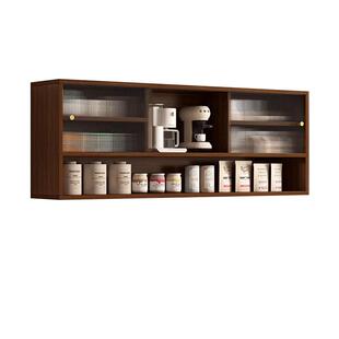 实木餐厅厨房橱柜吊柜墙壁上挂墙式储物置物架餐桌阳台玻璃收纳柜