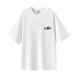森马短袖T恤男夏季美式涂鸦印花上衣宽松圆领绣花潮流针织衫百搭