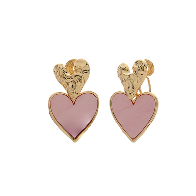 法式甜美粉色心形蚊香盘耳夹