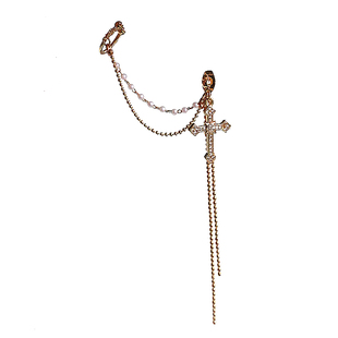 YOUR EARS原创设计流苏链条耳环一体式法式小众十字耳骨夹无耳洞