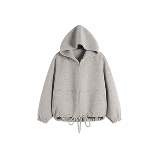 一枝南南同款气质短款设计感连帽毛呢大衣外套女2026秋冬百搭爆款