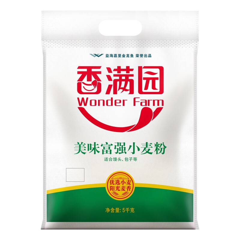 香满园美味富强小麦粉家庭适用小麦粉包子馒头面条饼5kg/袋装十斤