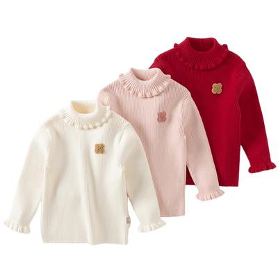 戴维贝拉儿童毛衣女高领针织打底