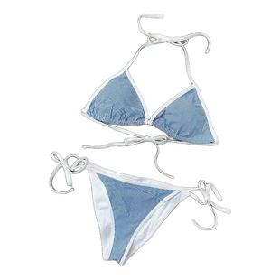 Amber外单欧美条纹比基尼性感游泳衣女士沙滩海边温泉度假带胸垫