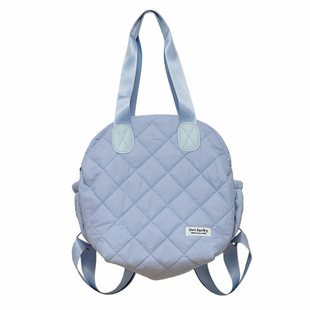 韩系纯色三用托特包女生大容量通勤双肩包简约菱格手提单肩妈咪包