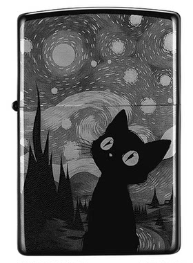 之宝正品星空猫咪防风煤油打火机