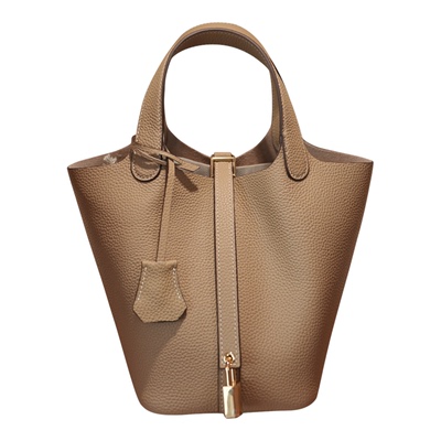 头层牛皮菜篮子18cm水桶包包