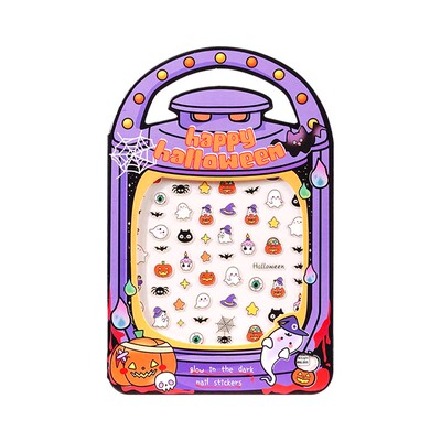 万圣节新款儿童夜光5D浮雕指甲贴
