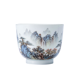 诚德轩景德镇主人杯 手绘山水功夫茶杯品茗个人专用 云山映翠单杯