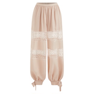 CIDER 夏季新品女装中腰蕾丝拼接系带阔腿裤 114584298