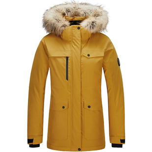 ROCKICE工装口袋羽绒服女款户外鹅绒服加厚派克服防风羽绒衣外套