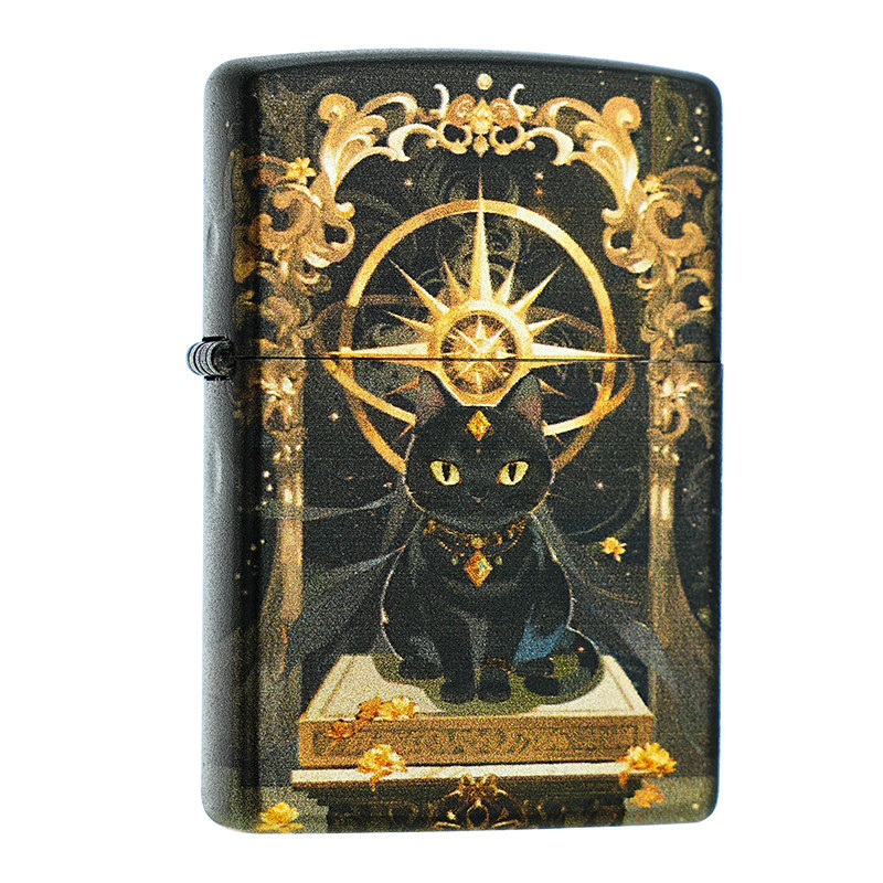 zippo打火机暗夜鎏金波斯猫