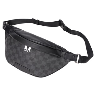 Cnoles Katbee时尚男包皮质格子胸前包小挎包百搭单肩斜跨胸包