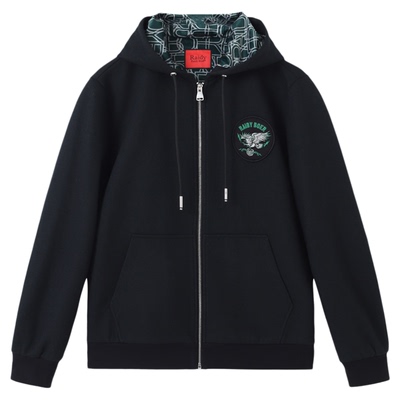 雷迪波尔连帽夹克飞鹰图案羊毛呢