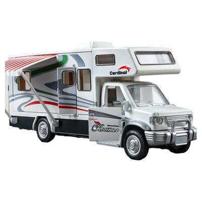 大号合金房车玩具车模型儿童仿真旅行敞篷巴士露营卡车小汽车男孩