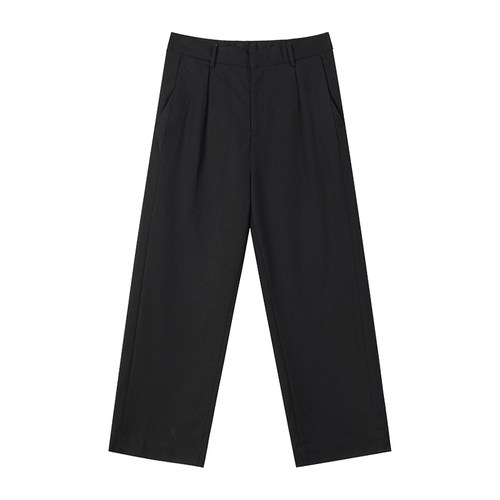 CAKUNTA 简约松弛感_天丝羊毛中古阔腿休闲西裤 单褶直筒裤