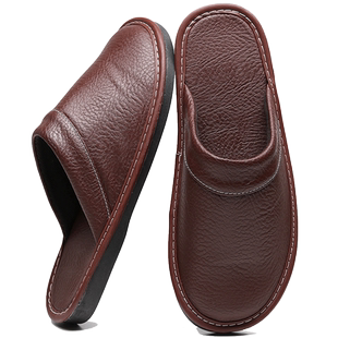 舒适家居皮拖鞋男士春秋季居家室内防滑防水保暖棉拖鞋软底家用鞋