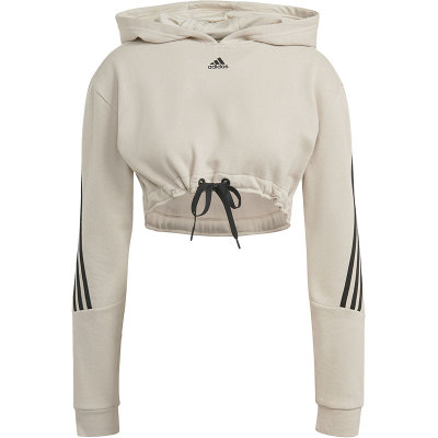 Adidas/阿迪达斯正品女子加绒宽松休闲短款连帽衫运动卫衣 H47480