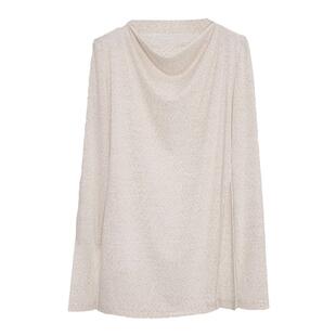 APOZi collection 拟时系列新中式荡领长袖t恤女宽松显瘦针织上衣