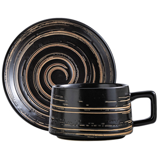 高档咖啡杯碟套装乔迁新居家用伴手礼复古马克杯喝水杯子泡茶杯