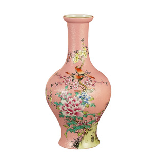 线上特惠皇窑手绘花瓶景德镇陶瓷摆件中式客厅玄关插花瓷瓶送礼品