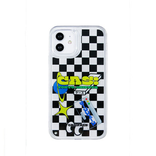 壳空间原创棋盘格适用苹果iPhoneXSmaxr流沙手机壳12/13pro11复古