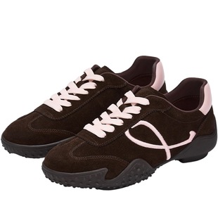 明星同款73hours女鞋俏皮节奏2025秋新款复古红色德训鞋休闲鞋女